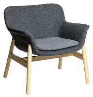 Nojatuoli Kivi, monipuolinen lepotuoli (Nojatuoli Kivi missä on harmaa istuinosa ja puunvärinen jalkaosa)