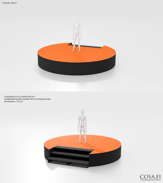 3D-kuva esiintymislavaesimerkistä #EL21, 4 metrin ympyrälava