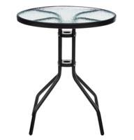Bistro metallipöytä (Bistro metallipöytä, pyöreä 60cm lasinen pöytälevy ja musta runko)