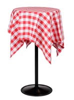 Punavalkoinen Bistro pöytäliina seisomakorkuisessa Basso pystypöydässä