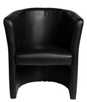 Musta lepotuoli kaarevalla muotoilulla Nojatuoli Club mustana edestä