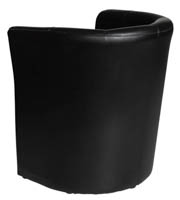 Kaareva Club lepotuoli takaviistosta Nojatuoli Club mustana takaviistosta