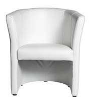 Keinonahkainen valkoisen värinen kaareva Club lepotuoli/nojatuoli Nojatuoli Club valkoisena versiona edestä