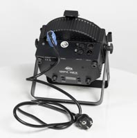 LED-spottivalo deluxe takaa (liittimet ja ohjauspaneeli)