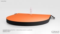 Iso 8 m leveä esiintymislava jonka etuosassa puolikas ympyrälavasta 3D-kuva esiintymislavaesimerkistä #EL26