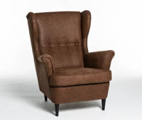 Ruskea kinonahkainen nojatuoli Fuga