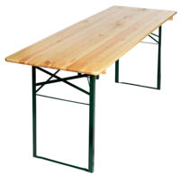 Suorakaidepöytä Picnic, 200x68cm, siisti (Puinen siistikuntoinen Picnic-suorakaidepöytä taittojaloilla)