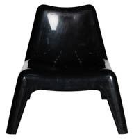 Musta muovinen nojatuoli Relax edestäpäin Musta muovinen nojatuoli Relax edestäpäin