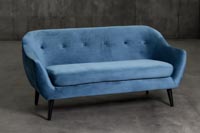 Tummansininen Velvet sohva 2-3 henkilölle