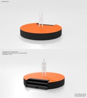 Ympyrälava 4 m upotetulla leveällä porrastuksella 3D-kuva esiintymislavaesimerkistä #EL21, 4 metrin ympyrälava