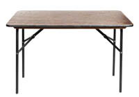 Puupintainen 120x80cm pöytälevyllä varustettu taittojalkainen suorakaidepöytä suoraan sivulta