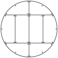 Kaavakuva 4 metriä halkaisijastaan olevasta pyöreästä ympyrälavasta