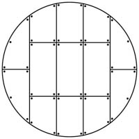 Kaavakuva 5 metriä halkaisijastaan olevasta pyöreästä ympyrälavasta